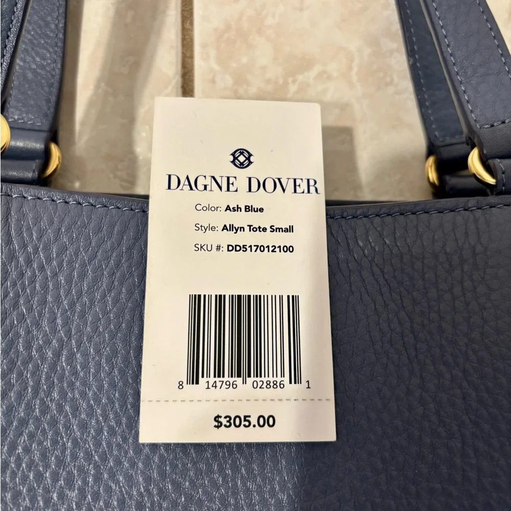 Dagne Dover Ash Blue Allyn Tote in Pebbled Leather with Gold Hardware - Picture 7 of 7